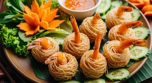 Chả Giò Tôm Sú Nguyên Con Bọc Mạng Nhện Giòn Rụm Ăn Hoài Không Ngán