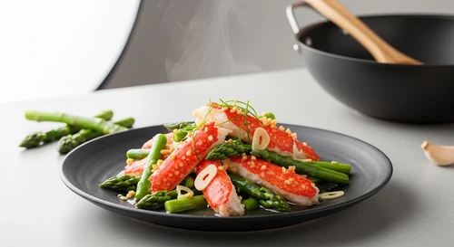 Stir-fried Crab with Crunchy Asparagus & Garlic