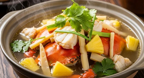 Blue Crab Hotpot with Sour Bamboo Shoots & Pineapple