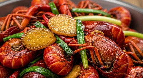 Famous Taiwanese Pan-Seared Crawfish with Scallion, Ginger, and Black Pepper Sauce