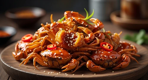 Crispy Baby Sentinel Crabs Roasted in Tamarind Sauce (Ghe Sua)