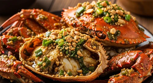 Cua Nướng Mỡ Hành Đậu Phộng