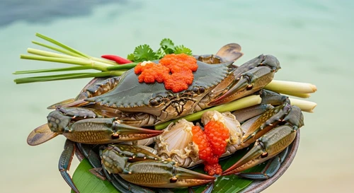 Ghẹ Xanh Hấp Bia Sả Nguyên Con Béo Mầm Dịp Đi Biển Trà Cổ