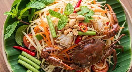 Gỏi Đu Đủ Ba Khía Kiểu Thái (Som Tum): Cay Xé Lưỡi Đậm Đà Hương Vị