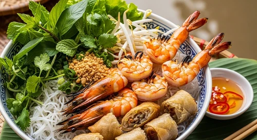 Southern Grilled Shrimp & Spring Roll Rice Noodles (Bun Tom Nuong)
