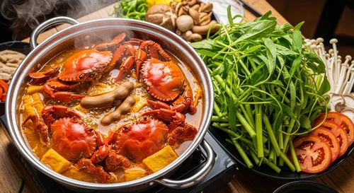 Lẩu Ghẹ Rau Muống Chua Cốt Me