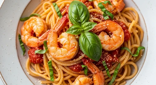 Mì Ý Tôm Sốt Cà Chua Húng Quế