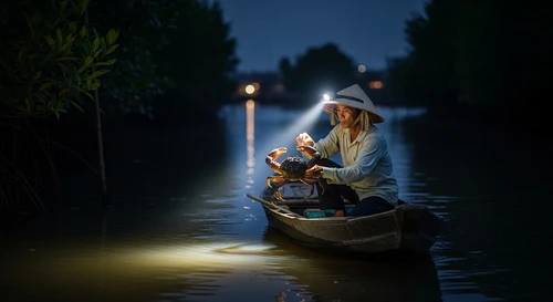 Night Fishing: Hunting Crabs in the Dark