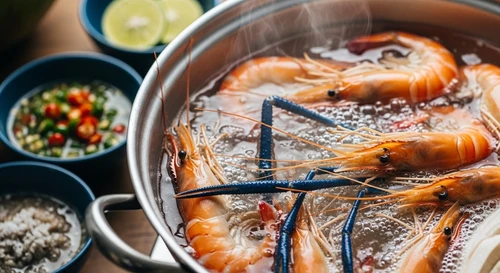 Freshwater Prawn Hotpot with Coconut Water: A Mekong Pub Staple