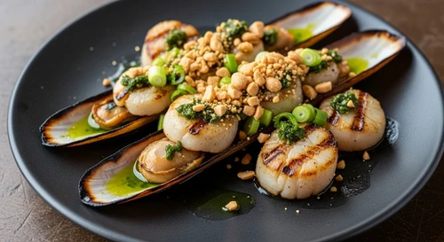 Grilled Pen Shell Scallops with Scallion Oil (Phu Quoc)