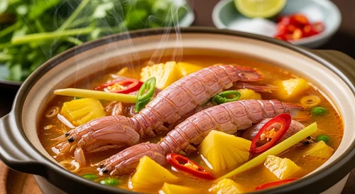 Spicy & Sour Mantis Shrimp Pineapple Hotpot