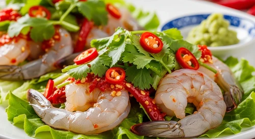 Numbingly Spicy Thai Raw Shrimp Salad