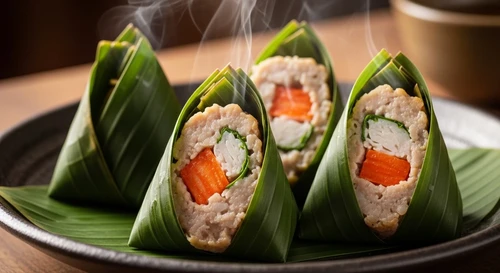 Steamed Crab Meat Cakes in Banana Leaves
