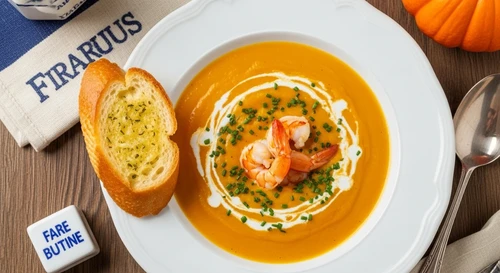 Súp Tôm Bí Đỏ Kem Tươi Kiểu Pháp