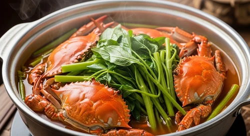 Blue Crab Hotpot with Water Spinach & Tamarind Paste