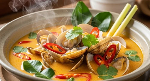 Thai Steamed Hard Clams in Spicy & Sour Coconut Milk