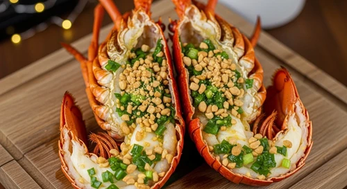 Tôm Hùm Nướng Mỡ Hành Đậu Phộng