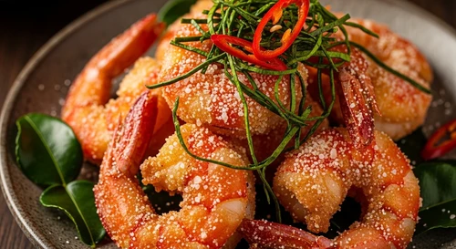 Tôm Rang Muối Ớt Lá Chanh Chiên