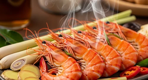 Tôm Sú Hấp Bia Sả Đập Dập: Chín Đỏ Rực, Ngọt Lịm Từng Thớ Thịt