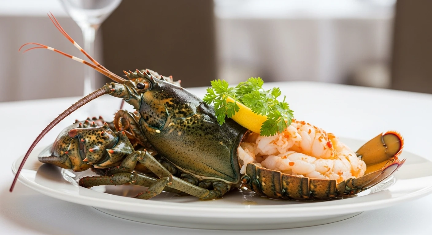 Đĩa tôm hùm xanh hấp chín đẹp mắt