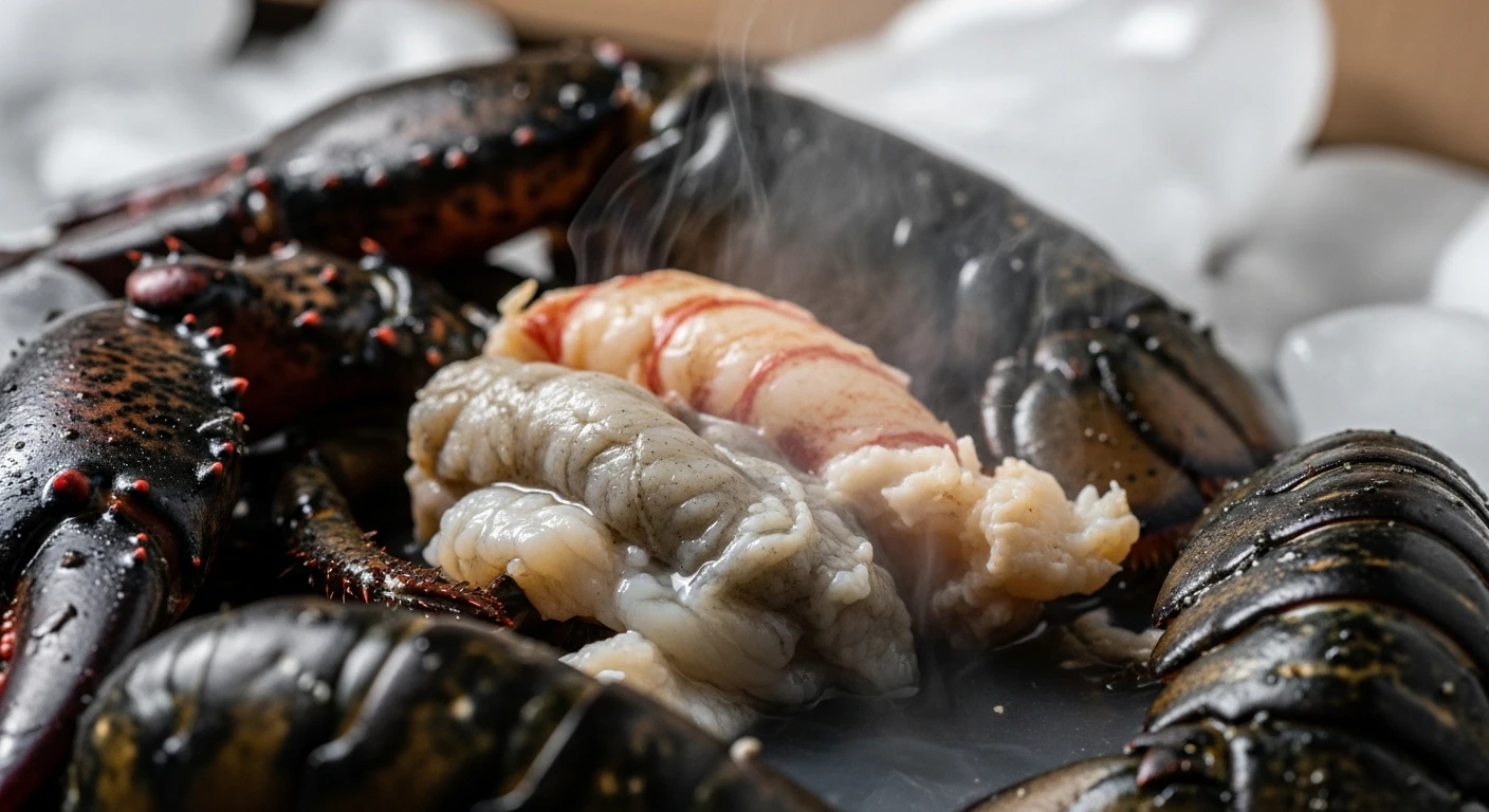 A disgusting delivery of supposed lobster with black heads and mushy meat