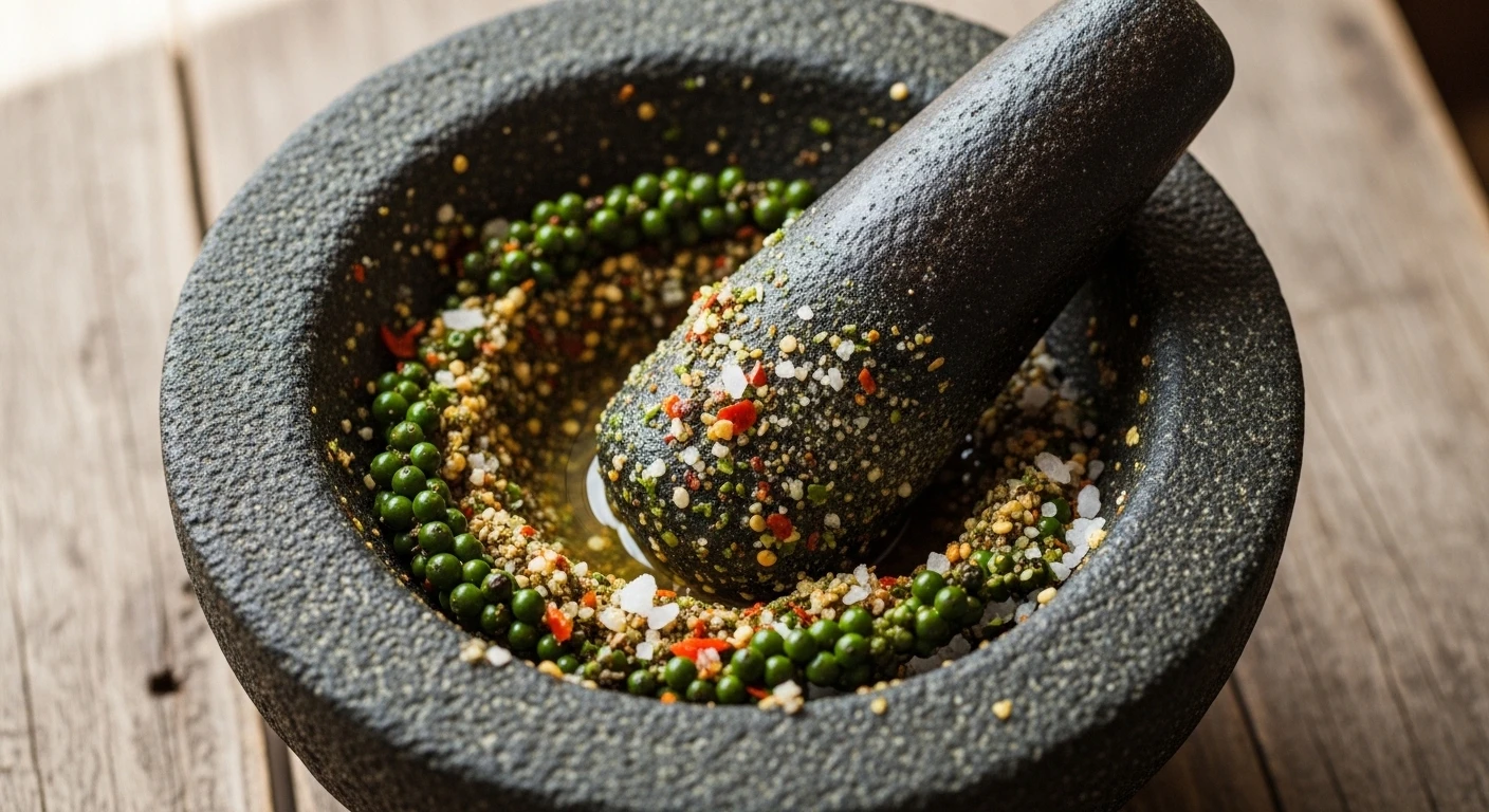 Chén muối tiêu xanh giã nhuyễn