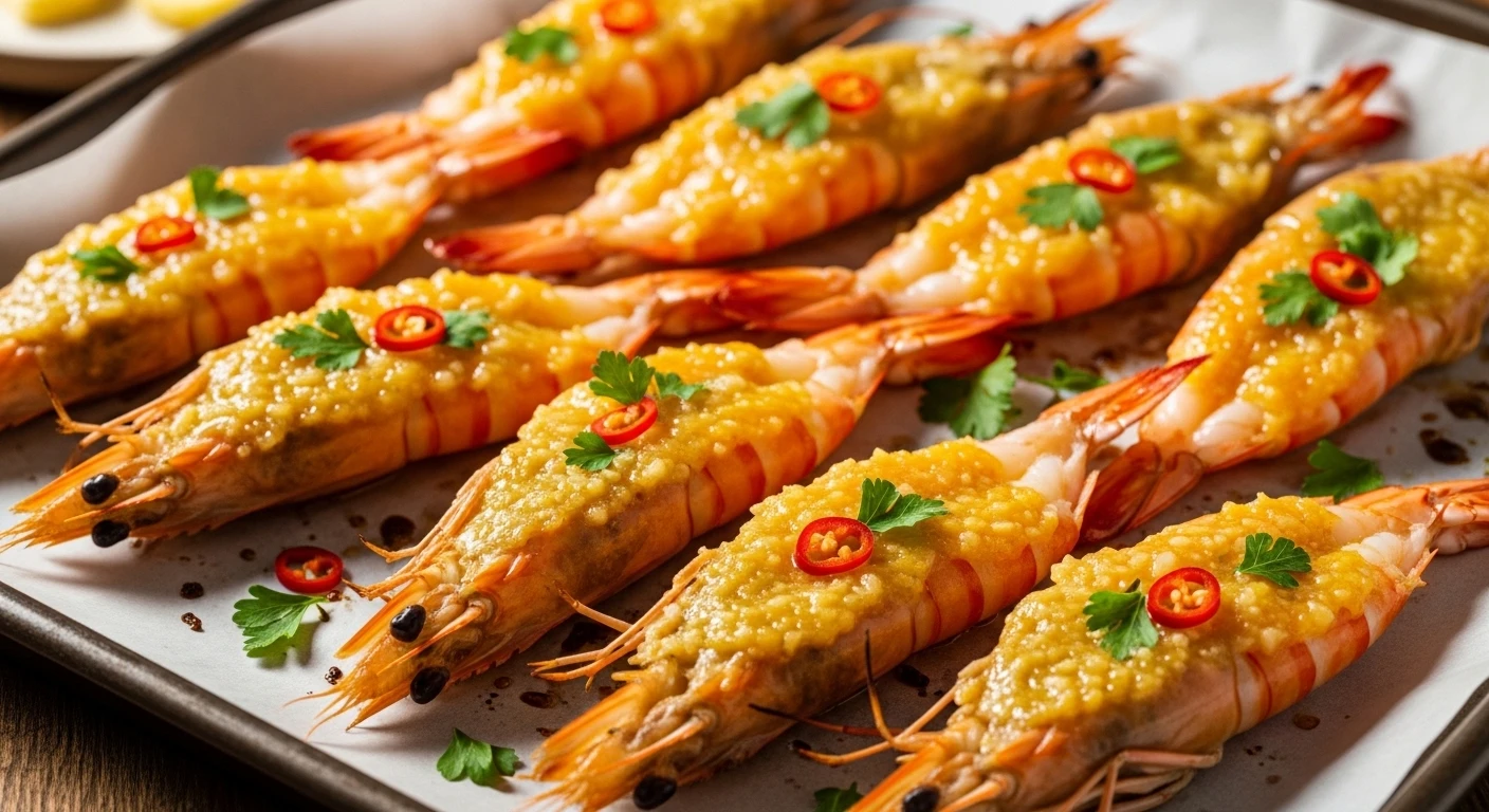 Tôm càng xanh xào bơ tỏi đút lò vàng ươm, béo ngậy