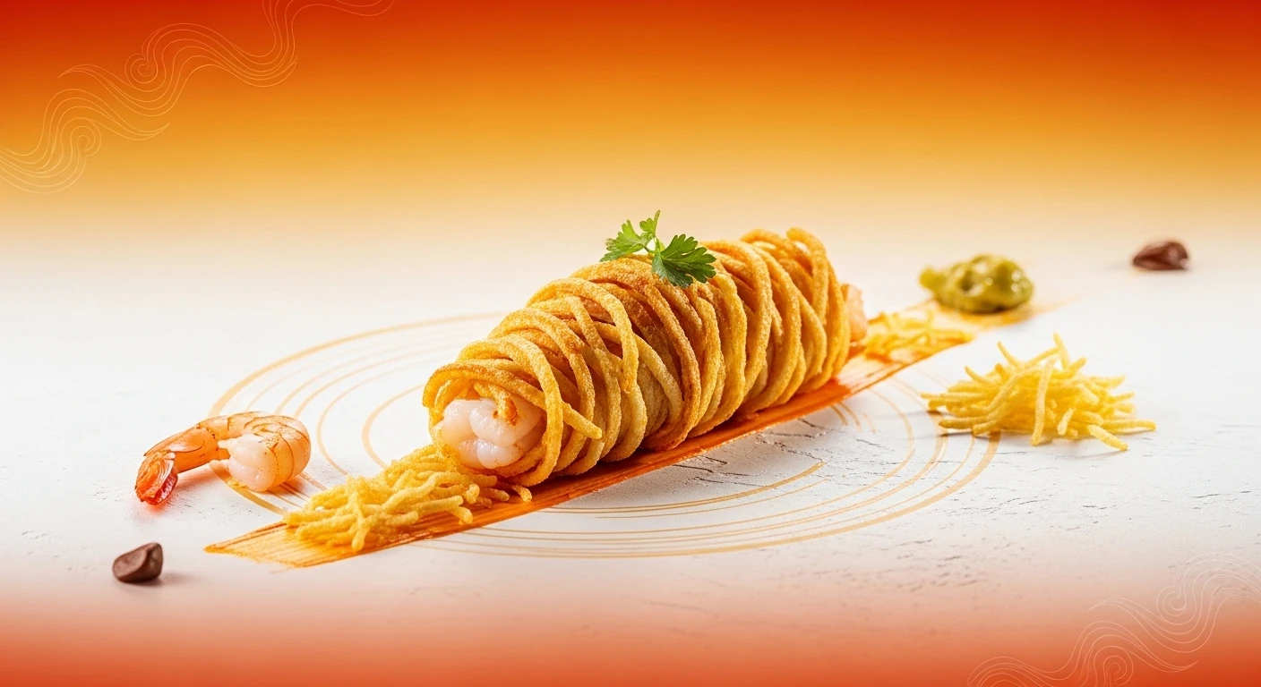 Món Tôm Cuộn Khoai Tây Chiên Vàng Giòn Hấp Dẫn