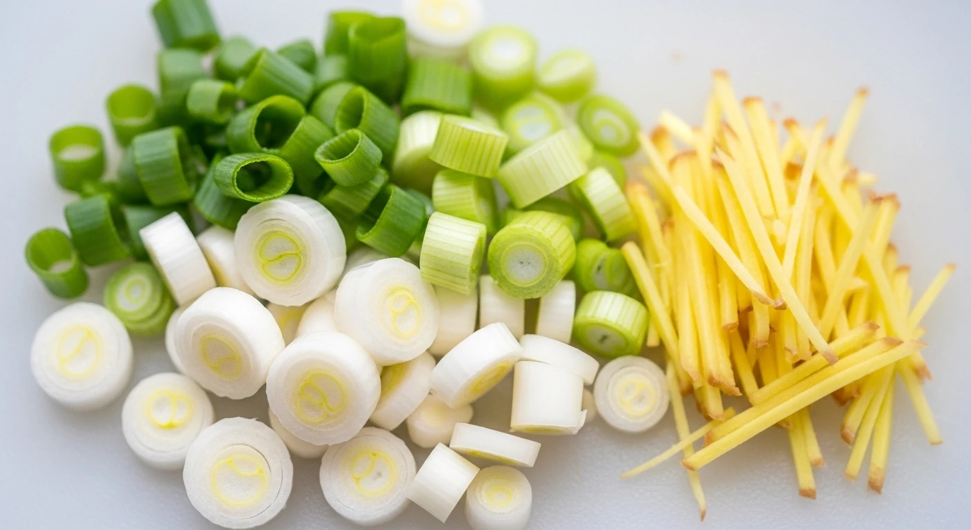 Hành baro và gừng tươi thái sợi