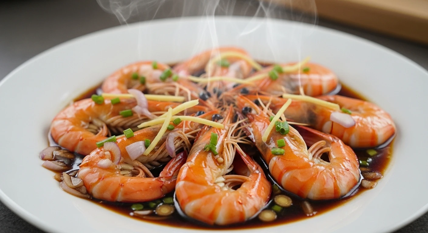 Tôm Hấp Xì Dầu Hành Baro