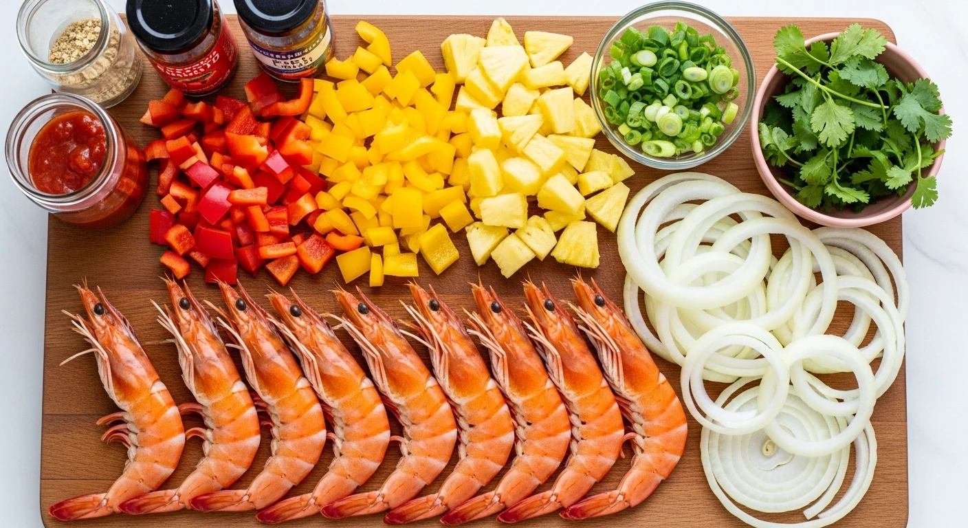 Sơ chế nguyên liệu cho món tôm sú xào chua ngọt