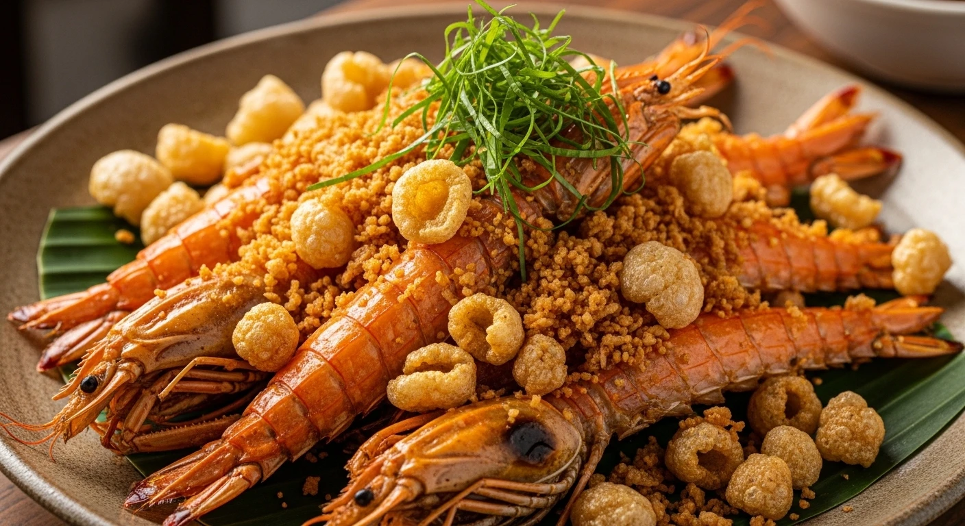 Tôm Tít (Bề Bề) Cháy Tỏi Tóp Mỡ Rắc Ngò Om Thơm Phức