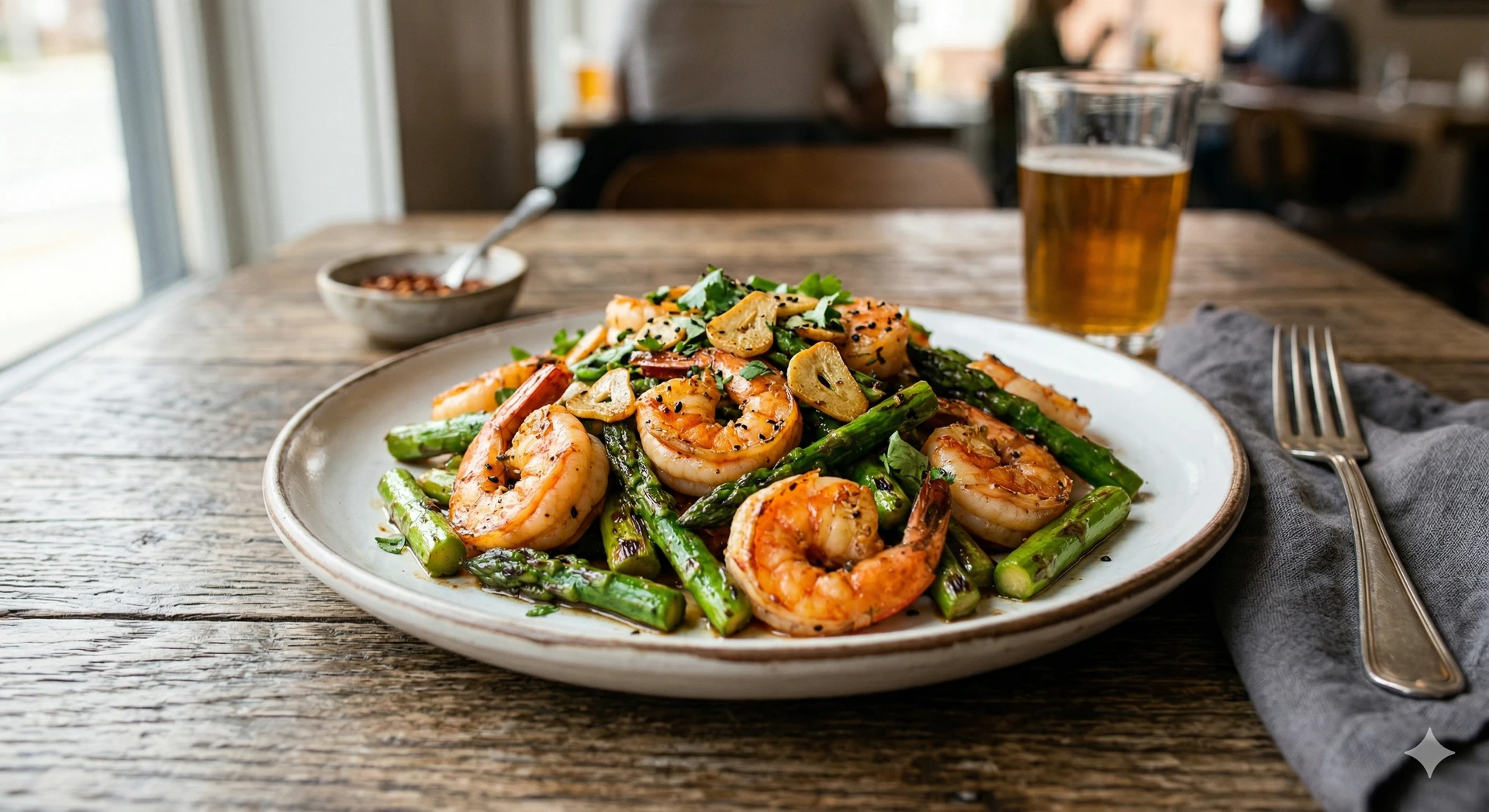 Tôm Thẻ Xào Măng Tây Tỏi Khô: Bữa Cơm Tối Nhanh Gọn Đầy Đủ Vitamin