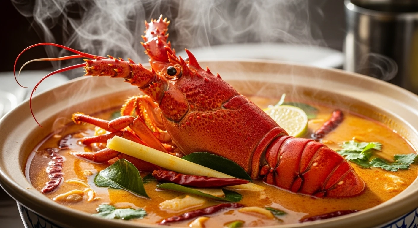 Spicy Tom Yum Lobster Hotpot with whole lobster