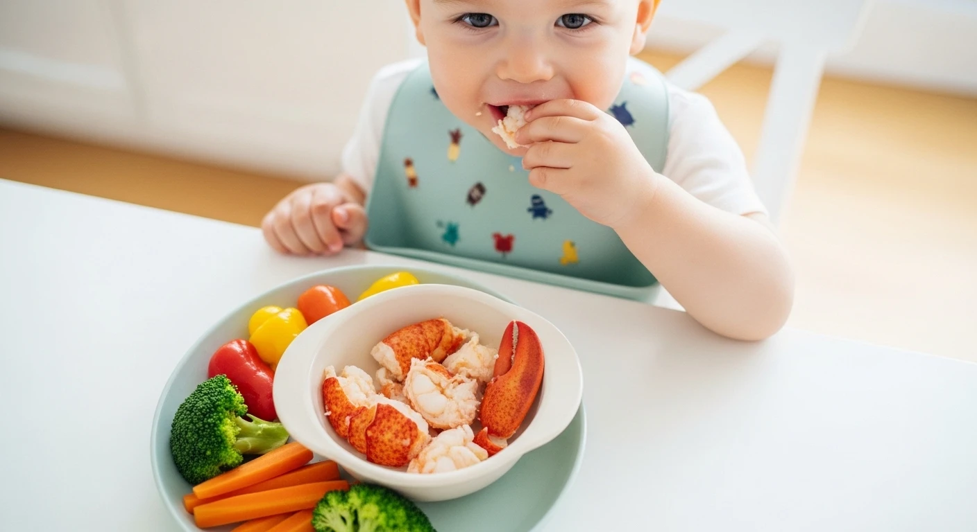 Bé nhỏ thưởng thức hải sản bổ dưỡng