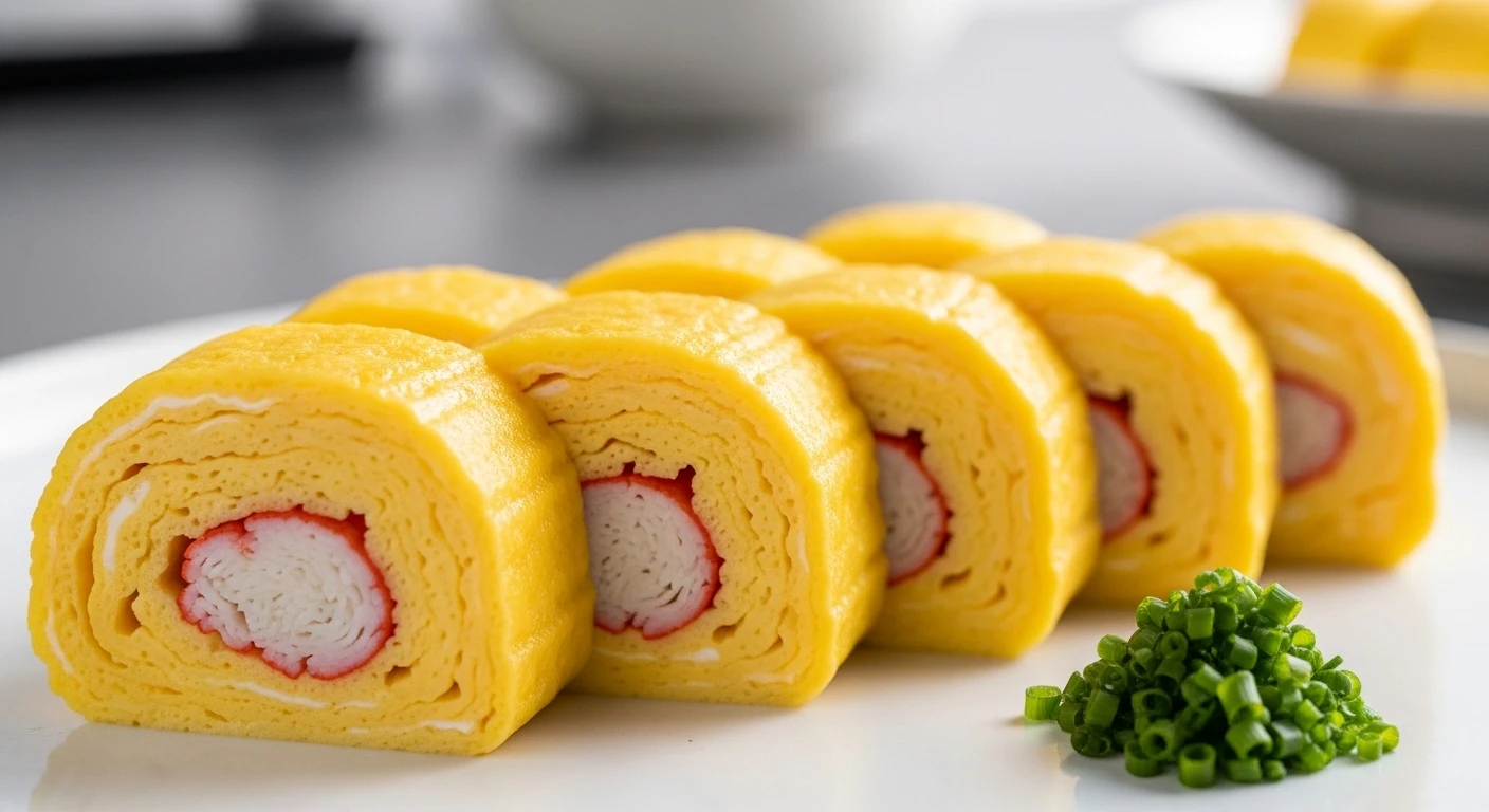 Trứng cuộn cua kiểu Nhật (Tamagoyaki) đẹp mắt