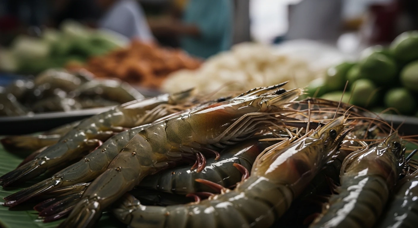 Shrimp that appears fresh but may be treated with chemicals