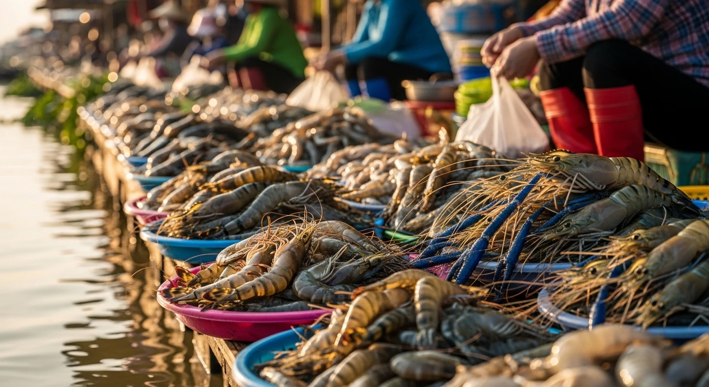 Mekong Delta Shrimp Market Scene