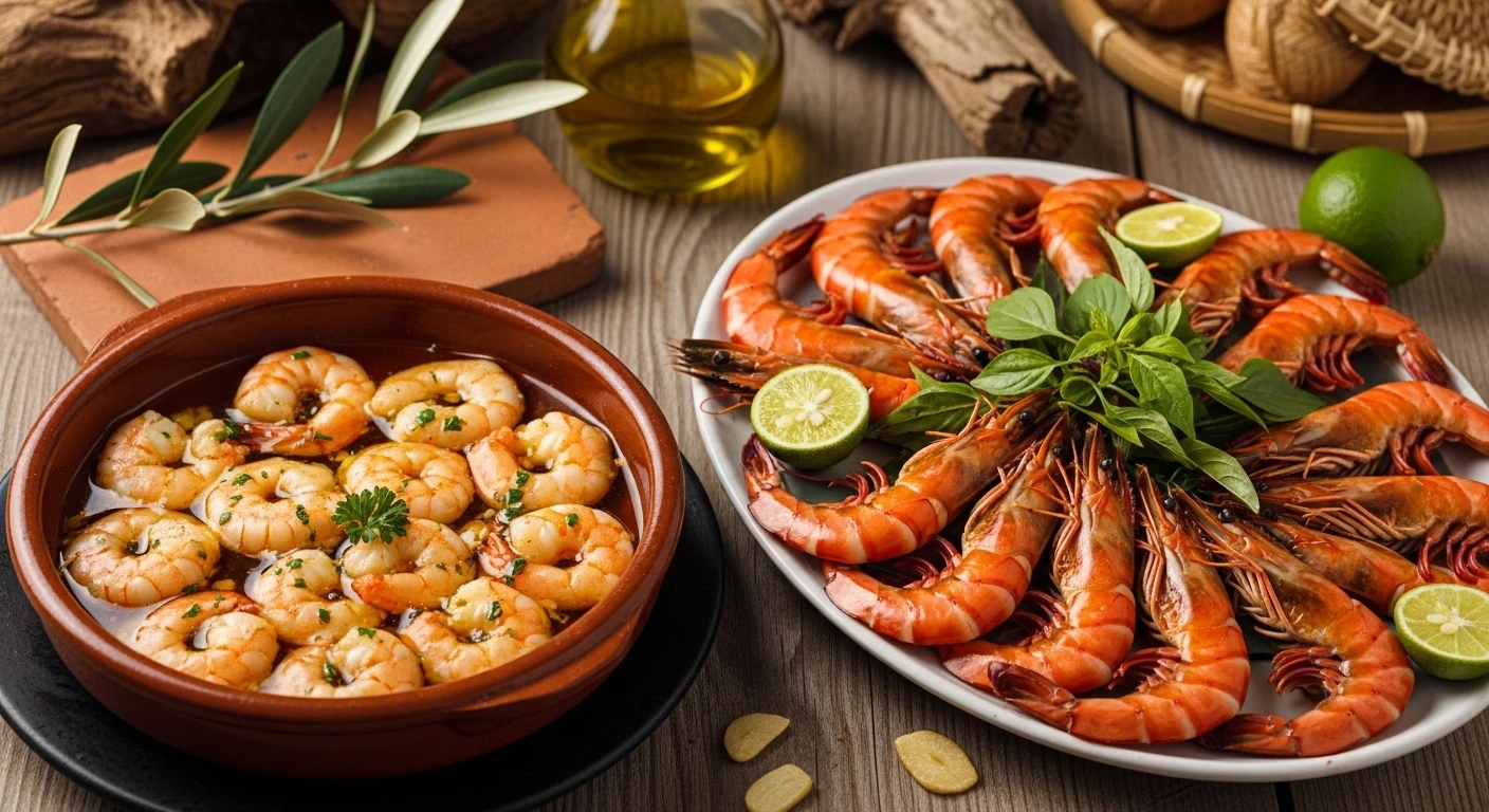 Vietnam Shrimp vs Spanish Shrimp: Mediterranean Refinement Meets the Mekong Delta
