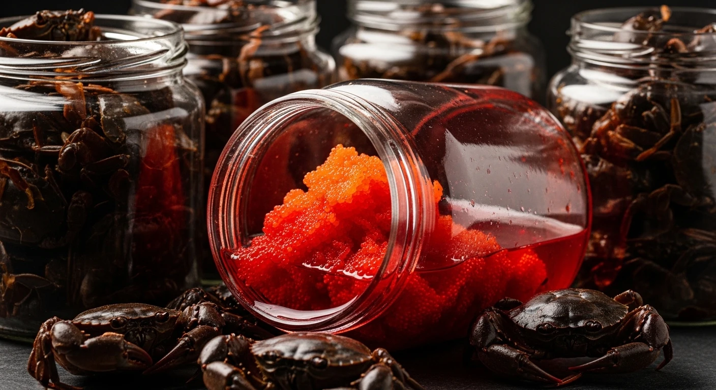 Illustration of salted crabs with suspiciously vibrant red dye