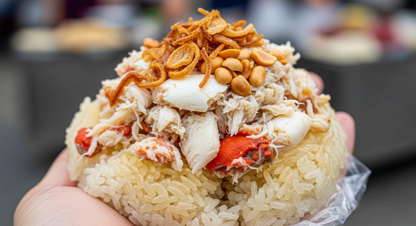 Xôi mặn kẹp ba khía trộn hấp dẫn